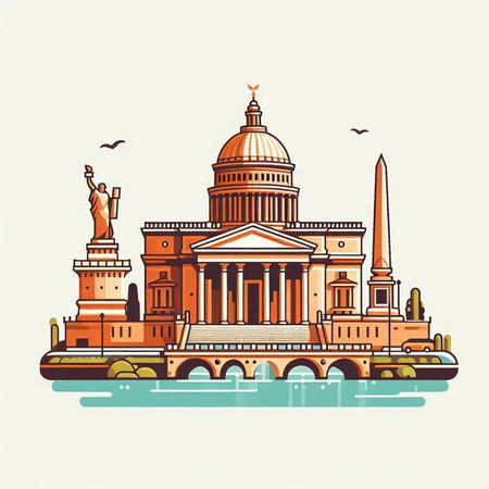 St. Isaac's Cathedral in St. Petersburg, Russia. Vector illustration.のイラスト素材