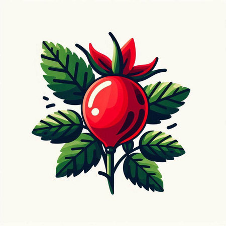 Rosehip. Vector illustration. Isolated on a white background.のイラスト素材