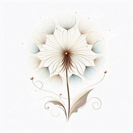 Abstract dandelion flower on a white background. Vector illustration.のイラスト素材