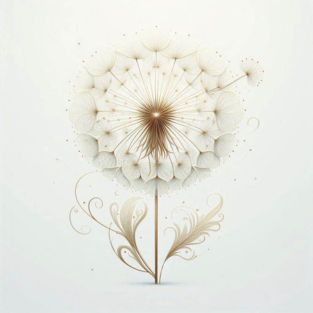 Dandelion flower in vintage style on white background. Vector illustration.のイラスト素材