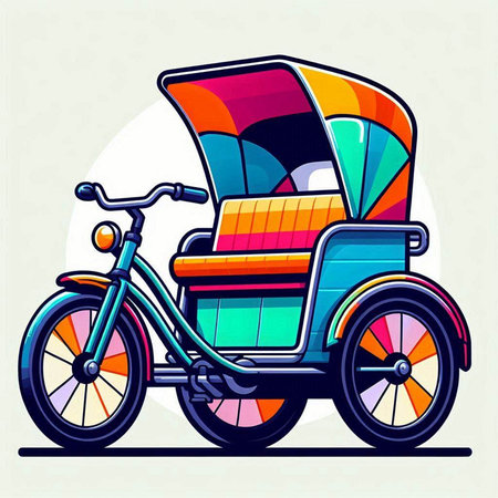 Vintage tricycle vector illustration. Side view of tricycle.