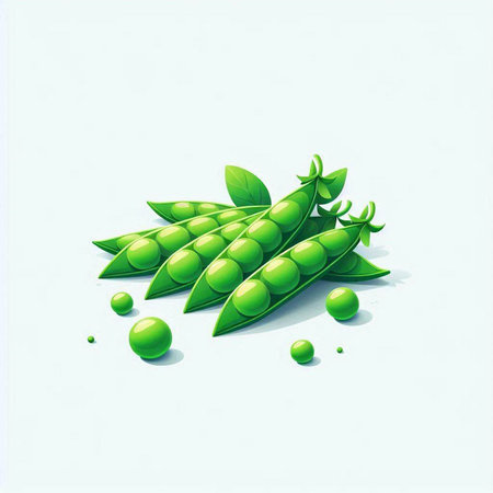 Fresh green peas on a white background. Vector illustration. EPS 10のイラスト素材