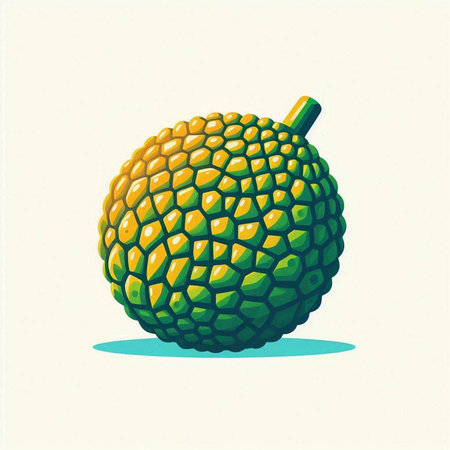 Illustration of a durian fruit isolated on a white background.