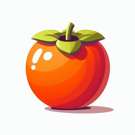 Vector illustration of ripe red persimmon isolated on white background.のイラスト素材