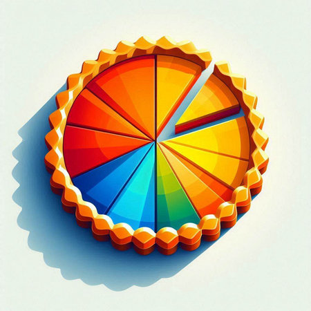 Colorful pie chart on a white background. 3D illustration.のイラスト素材