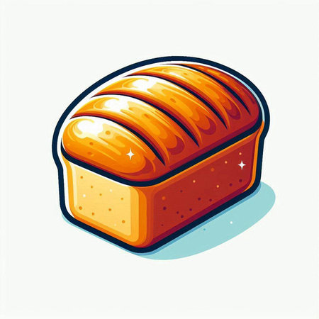 Illustration of a freshly baked loaf of bread on a white backgroundのイラスト素材