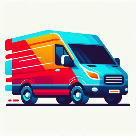 Colorful delivery van on white background. Vector illustration. Eps 10のイラスト素材