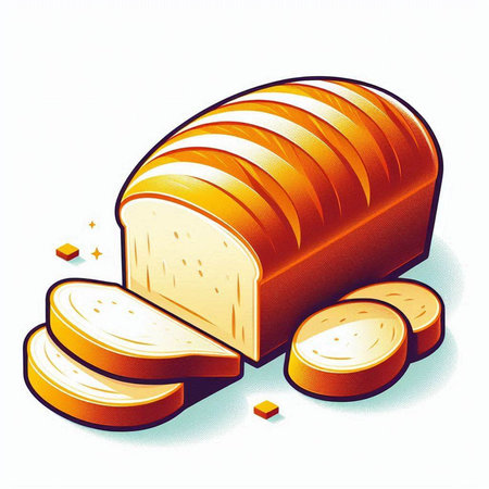 Illustration of a loaf of bread with slices on a white backgroundのイラスト素材