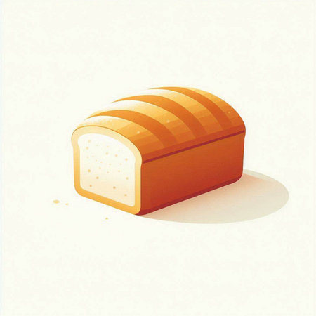 Vector illustration of a slice of bread with shadow on a white backgroundのイラスト素材