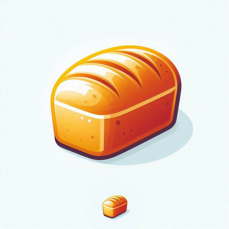 Illustration of a slice of bread on a white background, vector illustrationのイラスト素材
