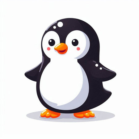 Cartoon penguin isolated on a white background. Vector illustration.のイラスト素材