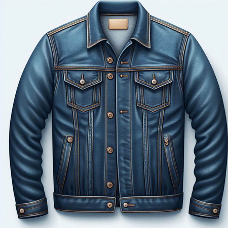 Blue leather jacket isolated on a white background. 3d illustration.のイラスト素材