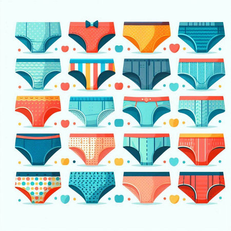 Set of colorful men's underwear. Vector illustration in flat style.のイラスト素材