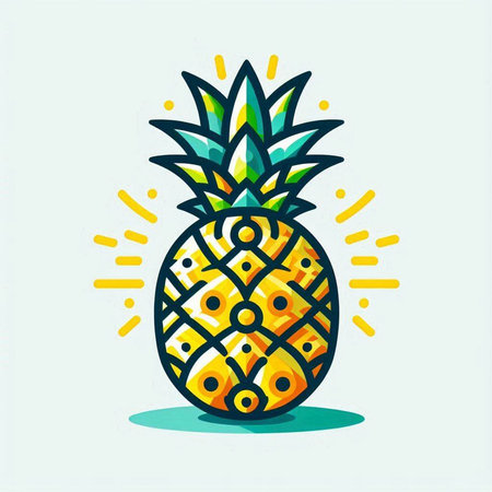 Pineapple fruit icon. Vector illustration in flat design style.のイラスト素材
