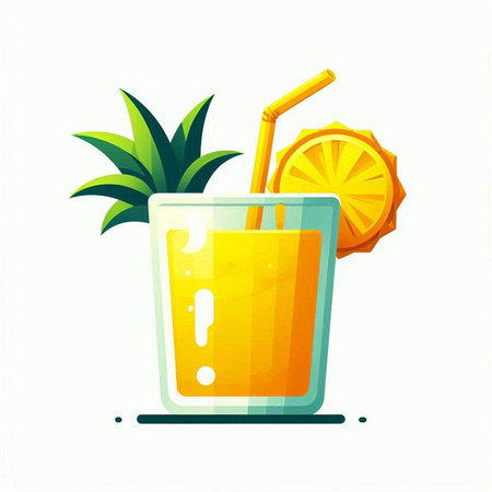 Orange juice in a glass on a white background. Vector illustration.のイラスト素材