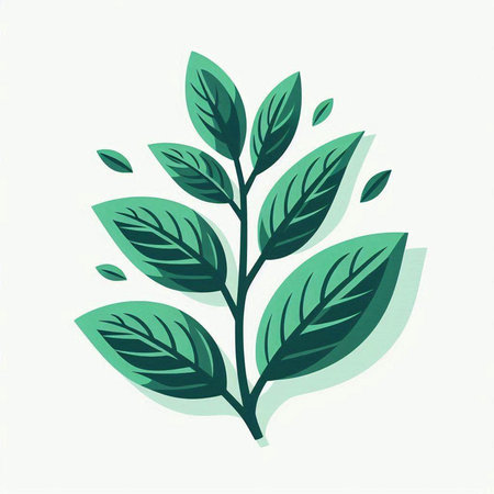 Green leaves on a white background. Vector illustration. Eps 10.のイラスト素材