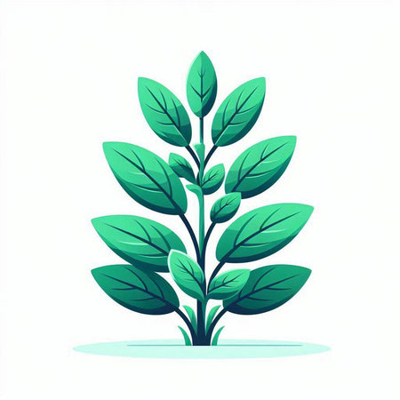 green leaves on a white background. Vector illustration in a flat styleのイラスト素材