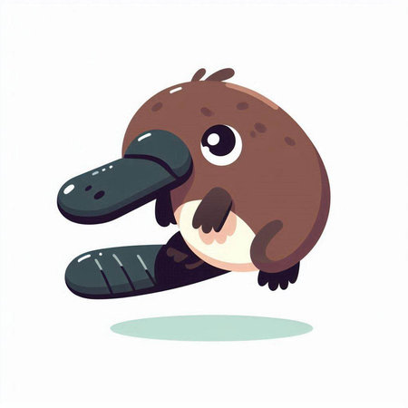 Cute cartoon platypus on white background. Vector illustration.のイラスト素材