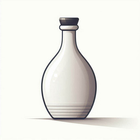 Vector illustration of a vase on a white background with shadow.のイラスト素材