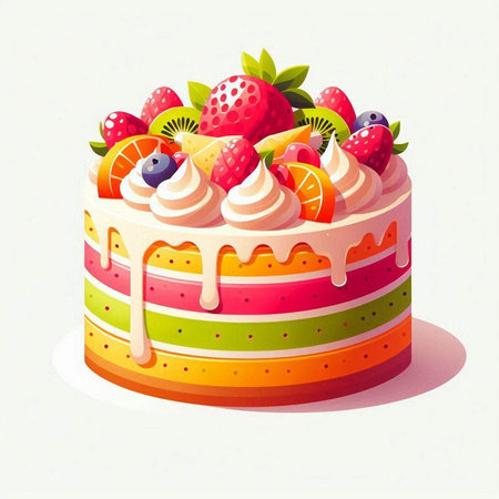 Fruit cake on white background. Vector illustration. Eps 10.のイラスト素材