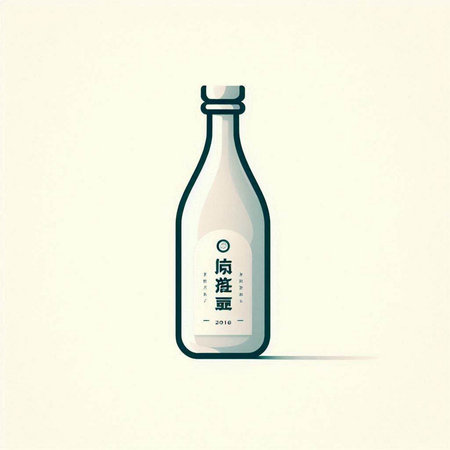 Bottle of sake on a light background. Vector illustration in retro style.のイラスト素材