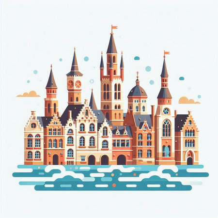 Castle of Wiesbaden, Germany. Vector illustration.のイラスト素材