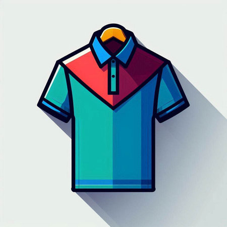 Polo shirt icon in flat style with long shadow. Vector illustration.のイラスト素材
