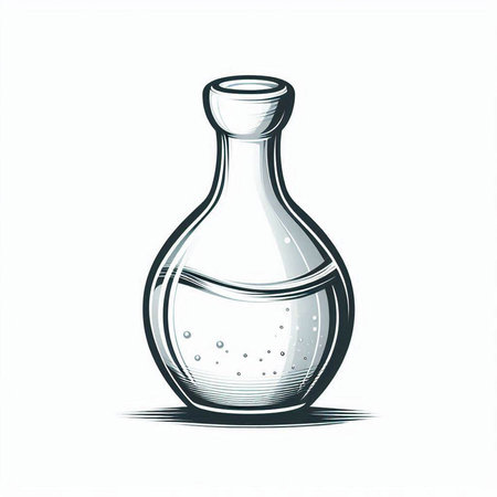 Vintage glass bottle. Vector illustration. Isolated on white background.のイラスト素材