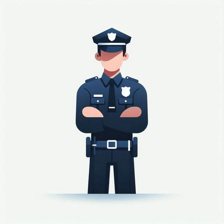 Policeman in uniform. Police officer. Vector illustration in flat styleのイラスト素材