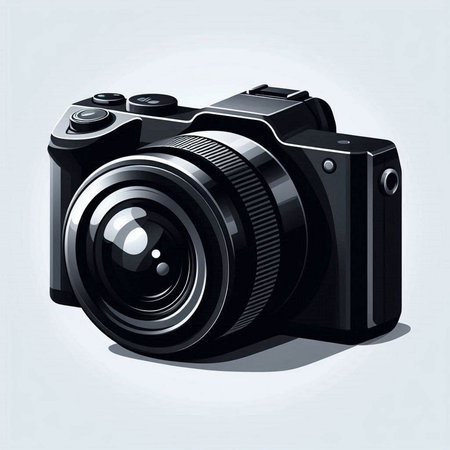 Digital SLR camera on a gray background. Vector illustration. Eps 10.のイラスト素材