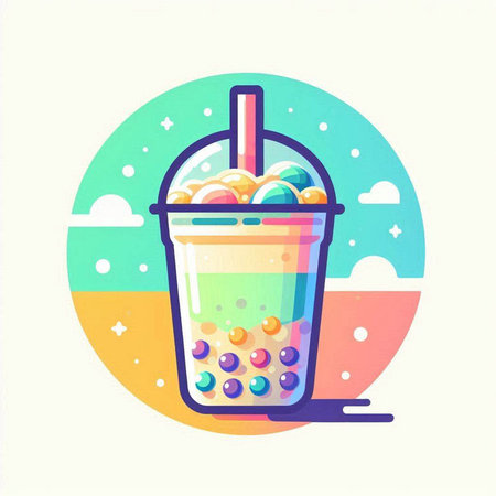 Milkshake in a plastic cup with a straw. Vector illustration.のイラスト素材