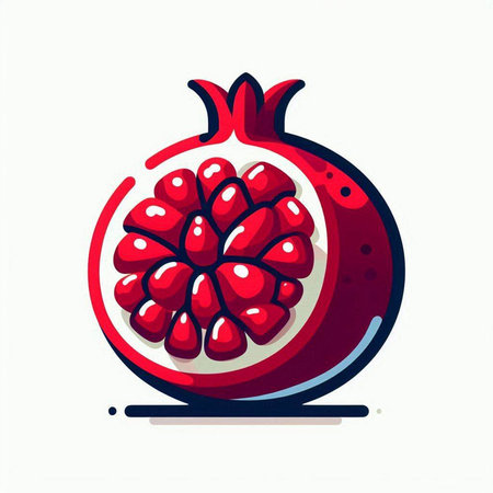 Pomegranate fruit vector illustration. Isolated on white background.のイラスト素材