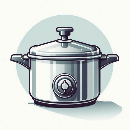 Illustration of a saucepan with a lid on a white backgroundのイラスト素材