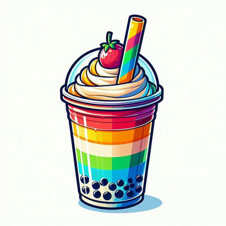 Strawberry milkshake with whipped cream. Vector illustration.のイラスト素材