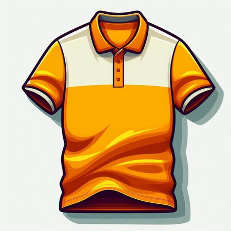 Illustration of an orange polo shirt on a white background.のイラスト素材