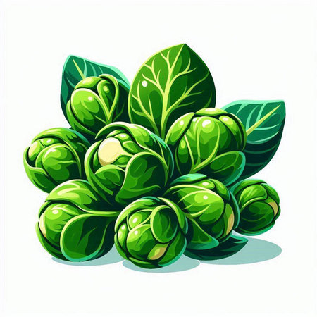 Brussels sprouts isolated on white background. Vector illustration.のイラスト素材