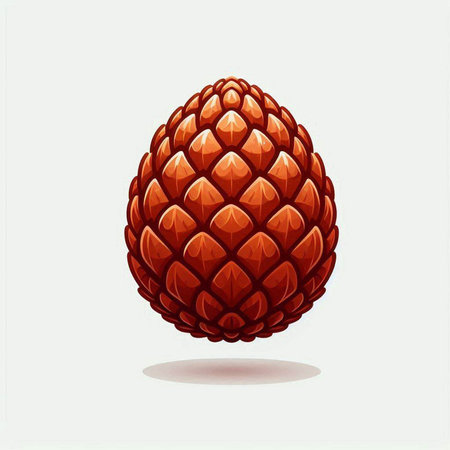 Illustration of a red christmas pine cone on a white backgroundのイラスト素材