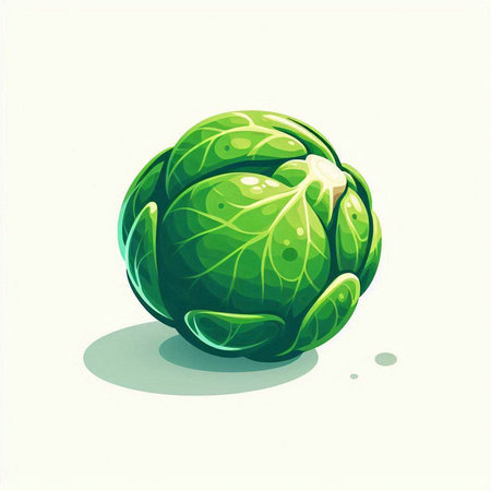Brussels sprout. Vector illustration of a fresh vegetable.のイラスト素材