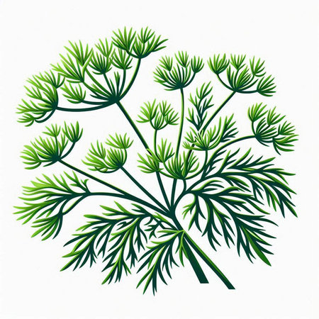 Illustration of a bunch of fresh green dill on white backgroundのイラスト素材