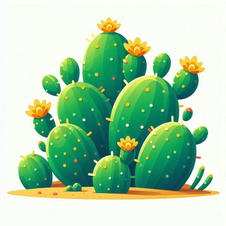 Cactuses isolated on white background. Cartoon style. Vector illustration.のイラスト素材