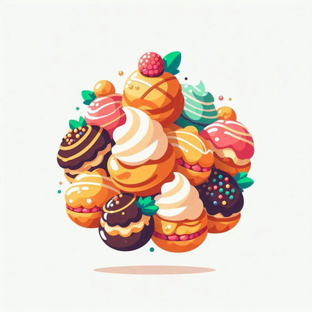 Cartoon vector illustration of ice cream. Sweet food. Cute dessert.のイラスト素材