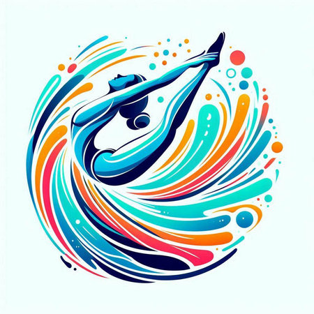Vector illustration of a man swimming in a pool with a surfboardのイラスト素材