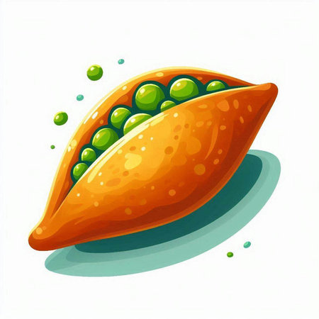 Illustration of a fresh green peas on a white background, vectorのイラスト素材