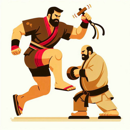 Kung fu master and kung fu master. Vector illustration.のイラスト素材