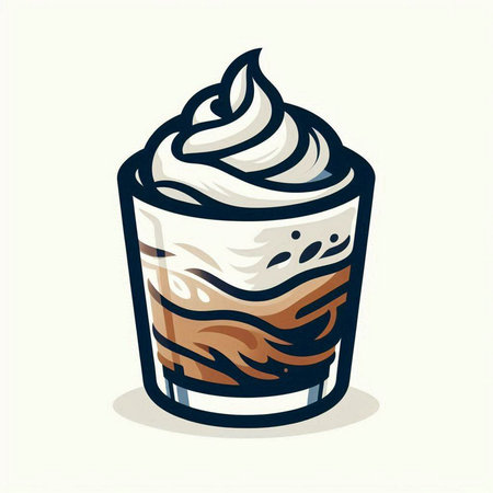 Coffee cup with whipped cream isolated on white background. Vector illustration.のイラスト素材