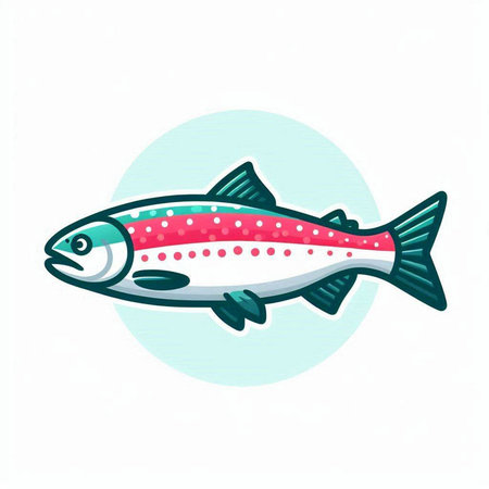 Vector illustration of a salmon on a white background in a flat styleのイラスト素材