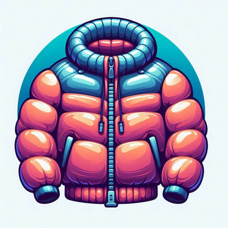 Vector illustration of a winter jacket on a white background. Cartoon style.のイラスト素材