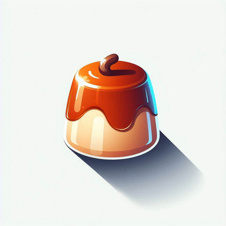 Illustration of a chocolate pudding on a white background with shadow.のイラスト素材