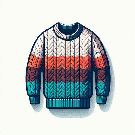 Knitted sweater with a pattern of knitted elements. Vector illustration.のイラスト素材