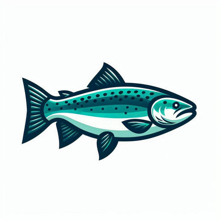 Illustration of a salmon fish isolated on a white background done in retro style.のイラスト素材